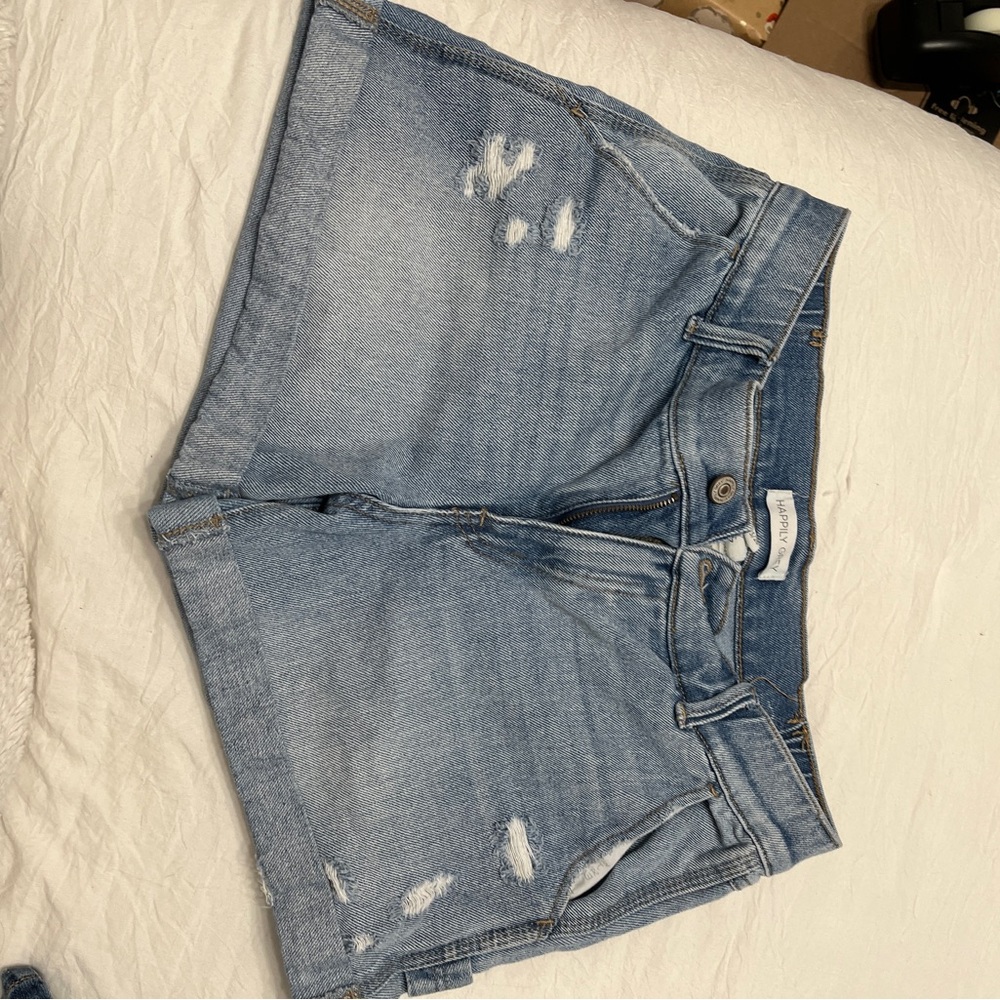 Forever 21 Light Blue Distressed Jean Shorts
